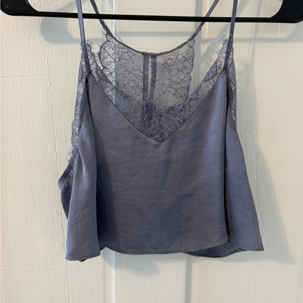 Free People Lace Trimmed Purple Cami Top